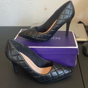 Quilted black heels